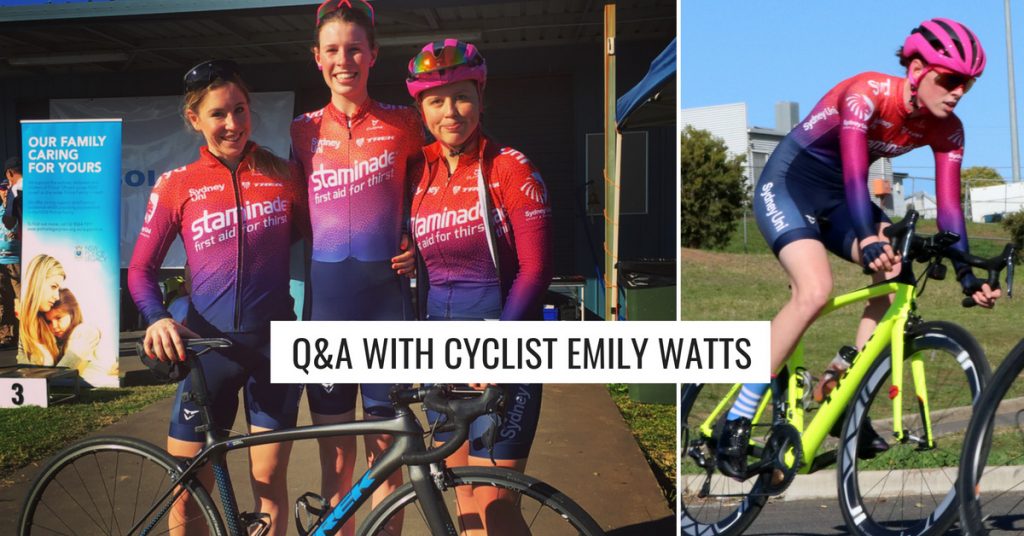 staminade australia Q&A with Sydney Uni cyclist Emily Watts