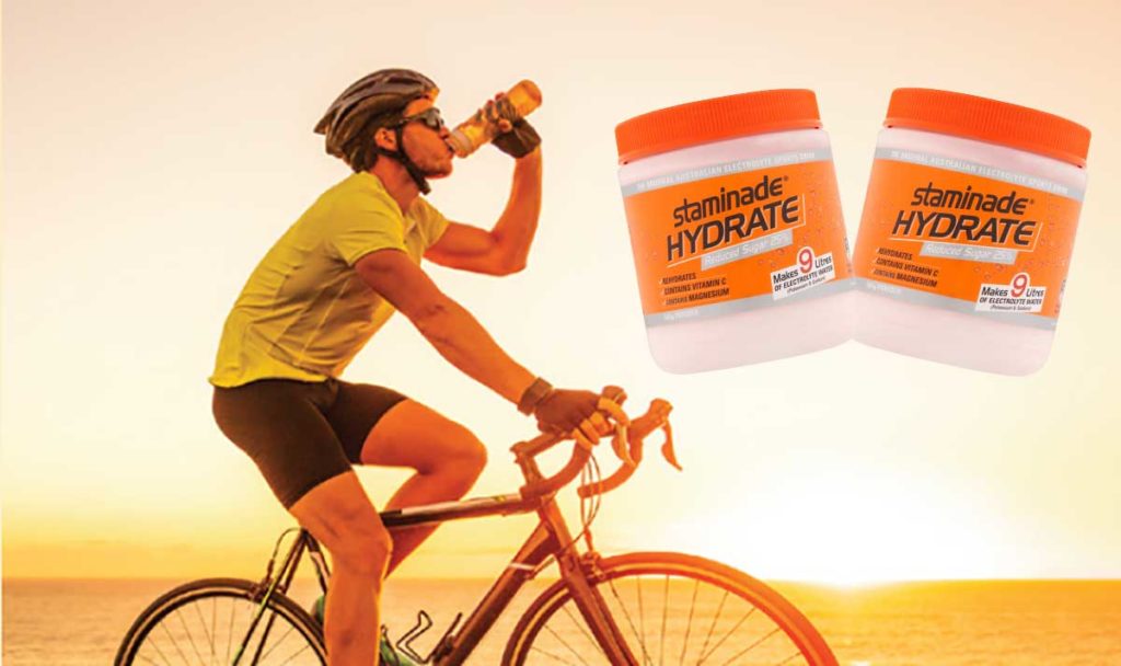 Staminade sports drink and cyclist